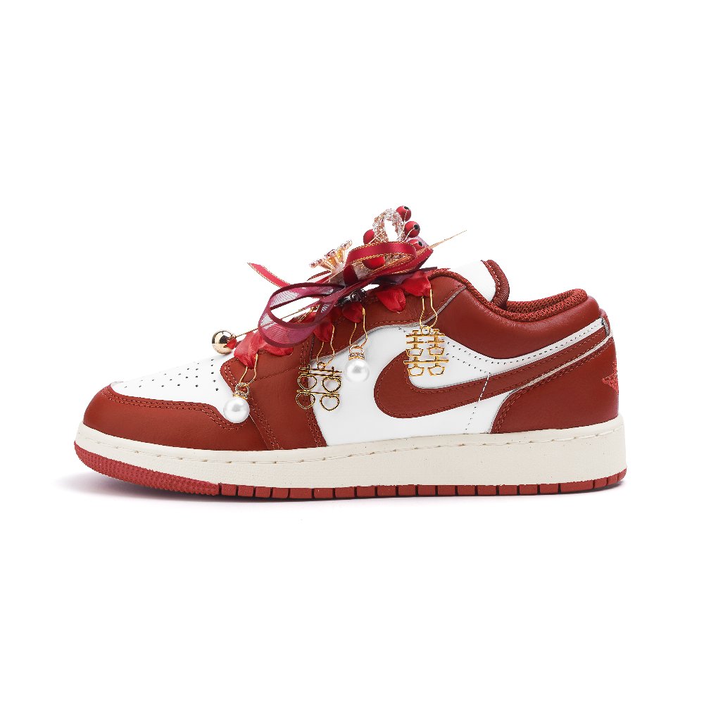 Jordan Air Jordan 1 Anti Slip Wear Resistant Low Top Vintage Basketball Shoes Women's Red