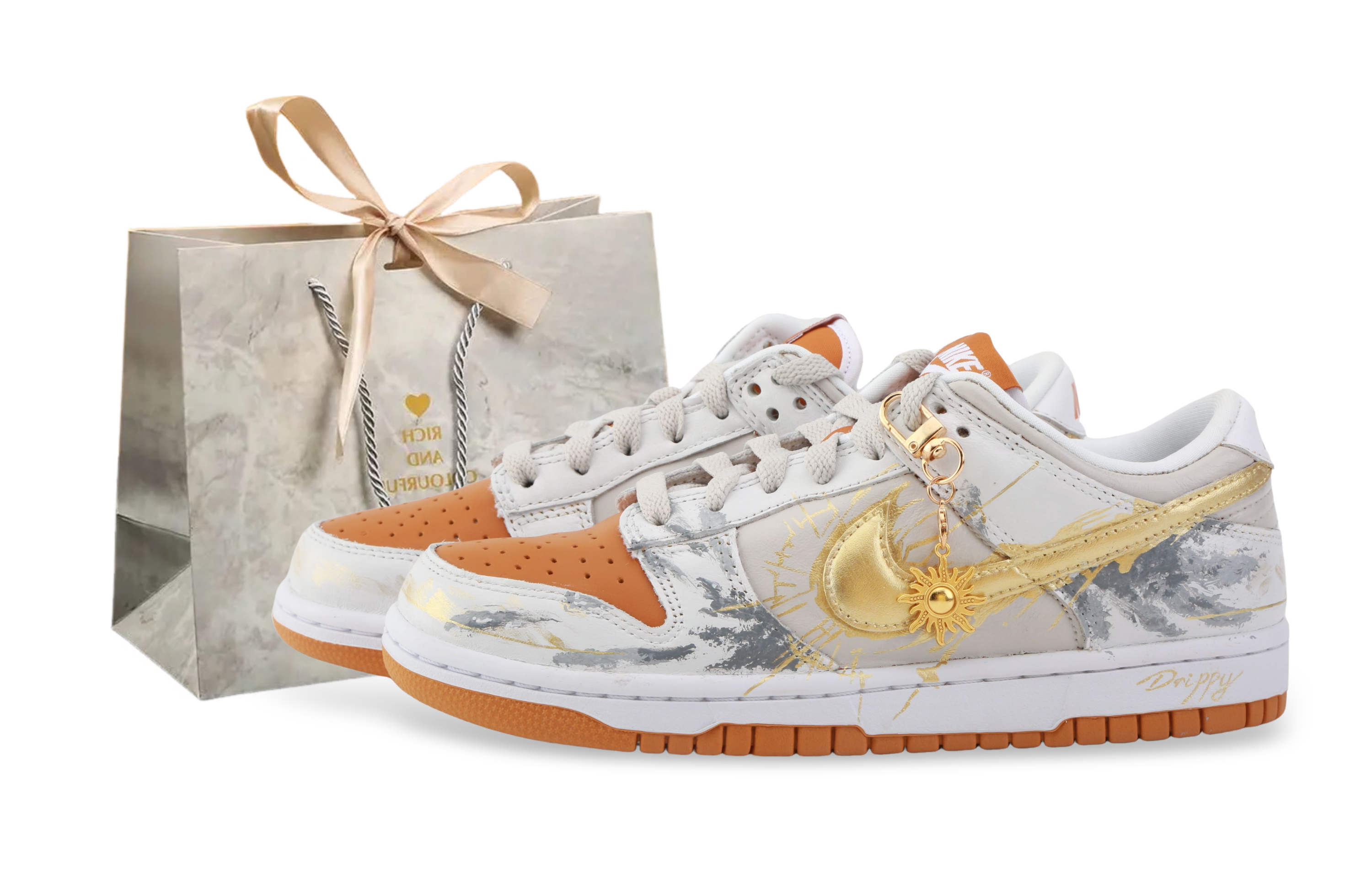 Nike Dunk Drippy Apollo Abrasion Resistant Low top Skateboard Shoes Unisex Gold