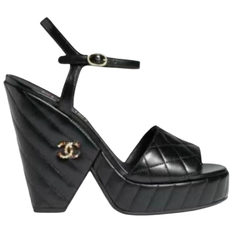 CHANEL 24S One Strap Sandals Women's Black