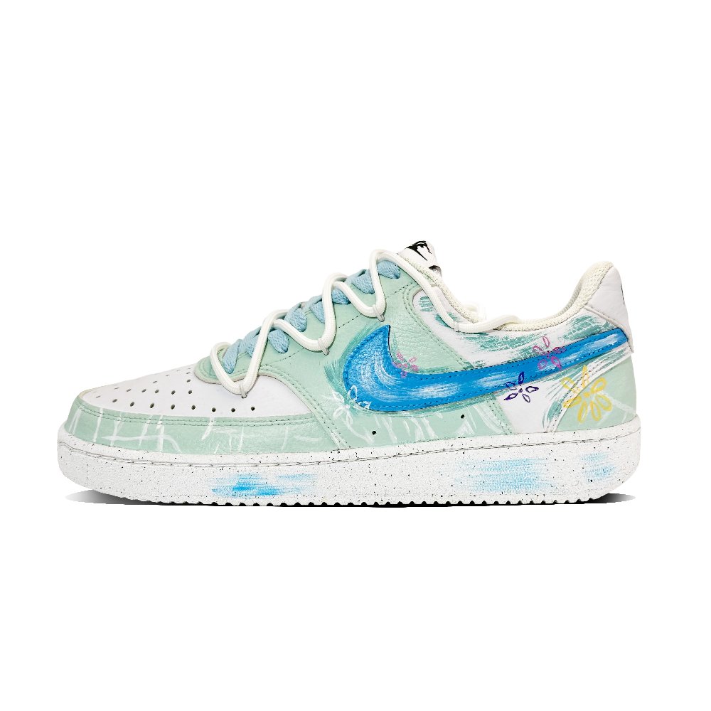 Nike Court Vision Coverage Wear-Resistance Balance Low-Top Skateboard Shoes Men's Blue Green White
