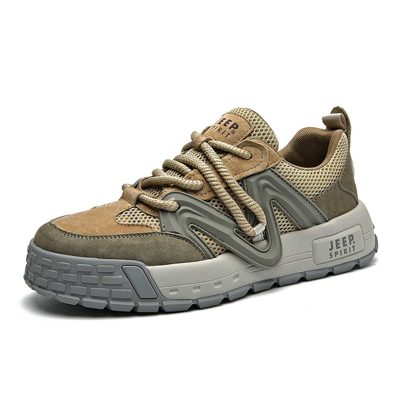 JEEP SPIRIT Low-Top Skateboard Shoes Men's Light Sandy