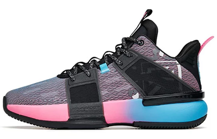 ANTA Basketball Shoes Men's Mid Top Black/Pink/Blue