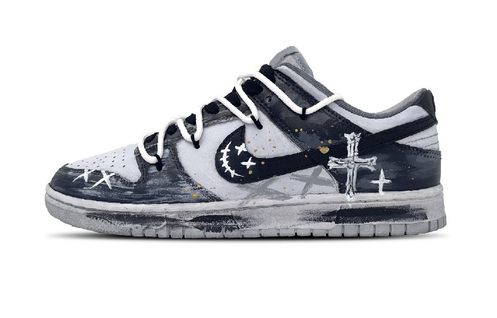 Nike Dunk Abrasion Resistant Low Top Skateboard Shoes Men's Black White Gray
