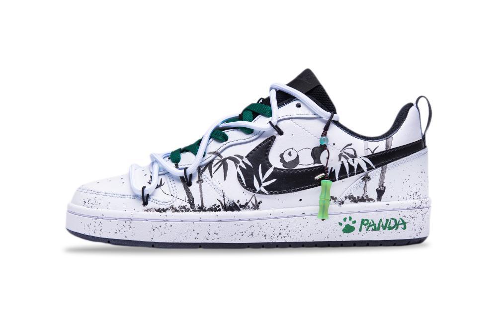 Nike Court Borough 2 Ink Bamboo Panda Non-slip Lightweight Low-Top Skateboard Shoes Women's White Black Green