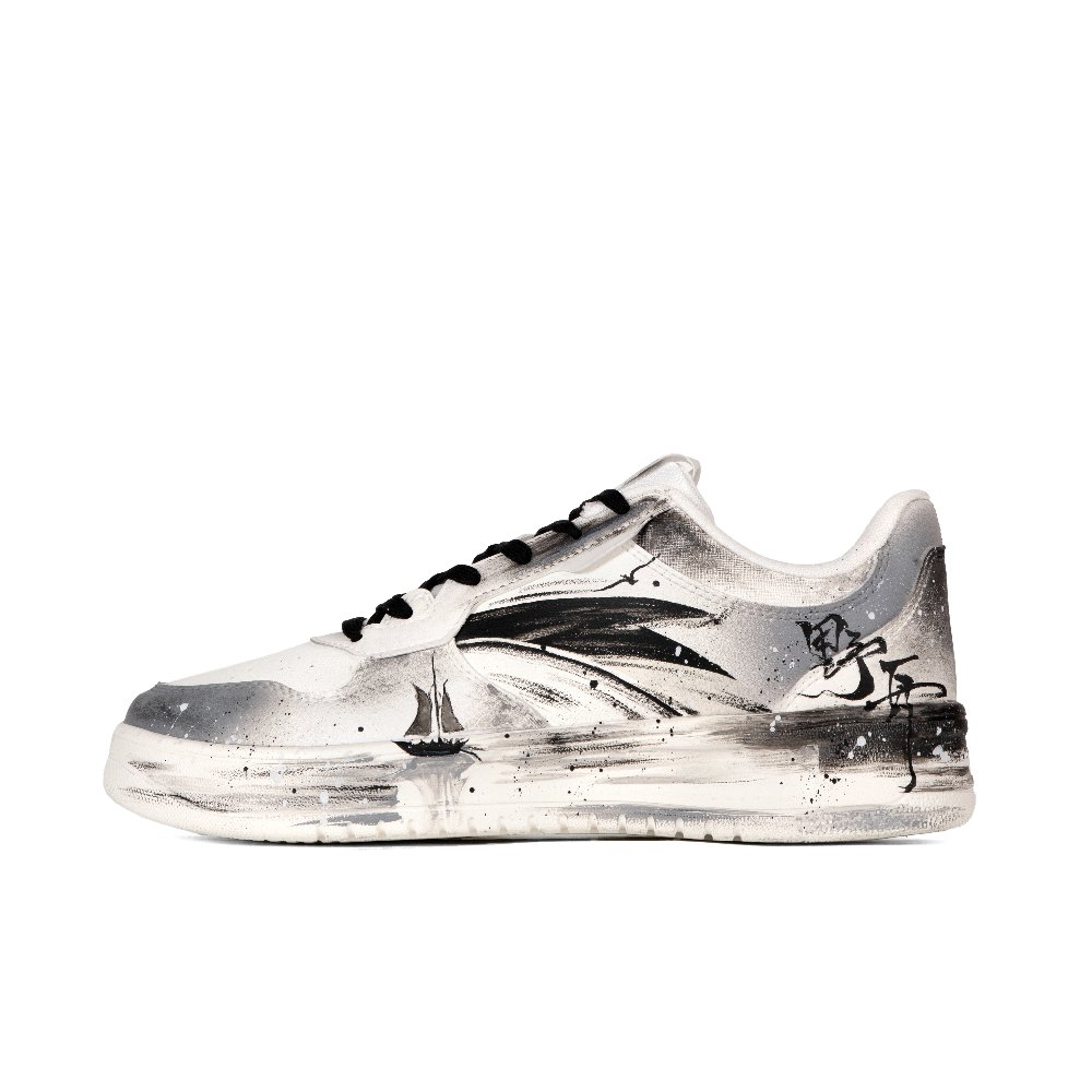 Anta Relaxed Slip Resistant Shock Absorbers Low Top Skateboard Shoes Unisex White Gray