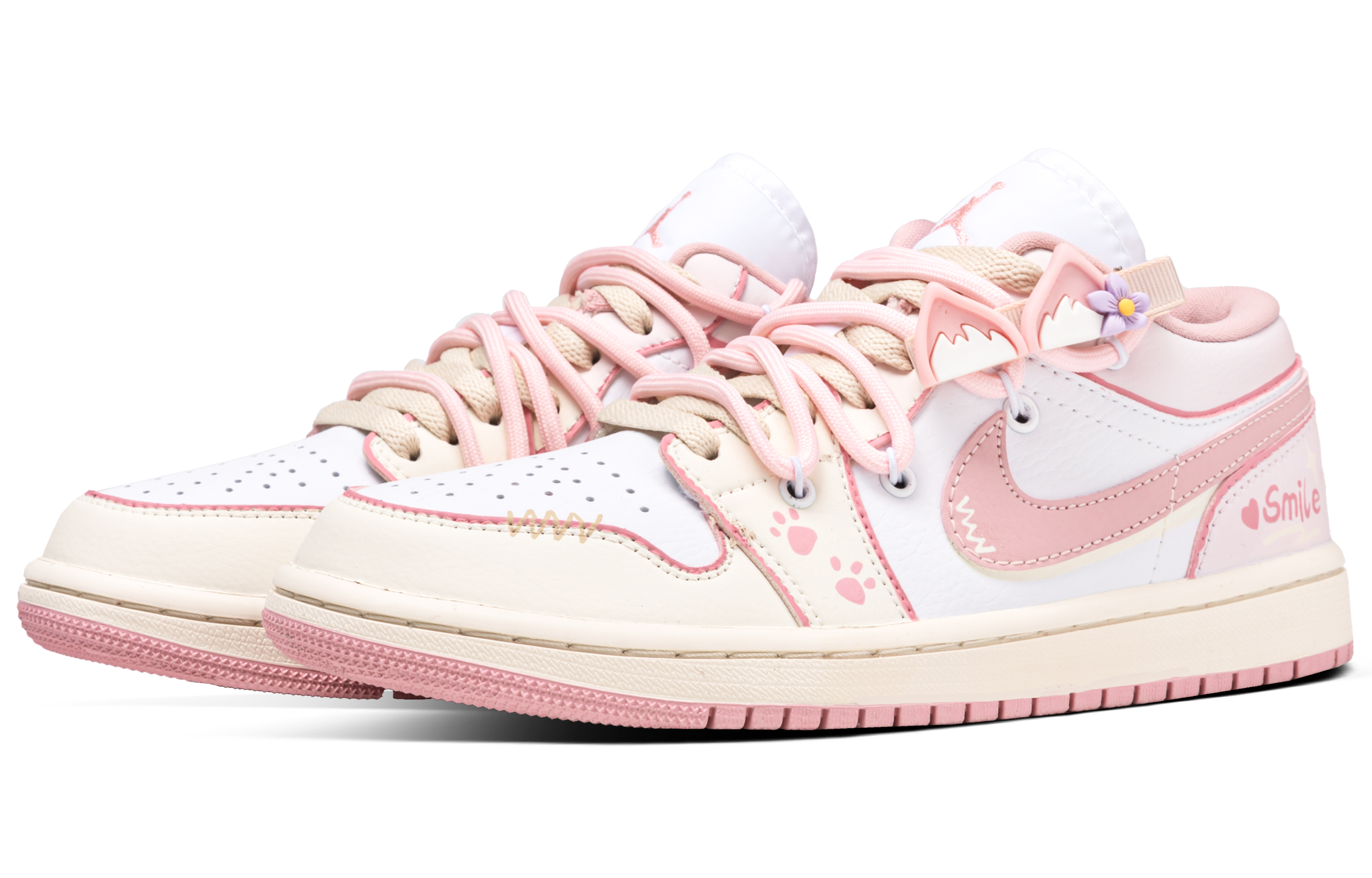 Jordan Air Jordan 1 Cream Puff Cat Abrasion Resistant Low Top Vintage Basketball Shoes Women's Beige Pink купить в интернет-магазине Yoocart с быстрой доставкой по России.
