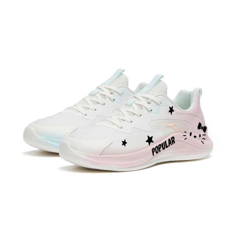 Anta Walk Cushioning, Slip Resistant, Rebound Low top Casual Sprint Running Shoes Women's Pink Blue Mismatched