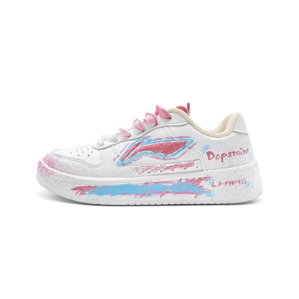 LiNing Pontoon Boats Cushioning Slip Resistant Low Top Skateboard Shoes Unisex White