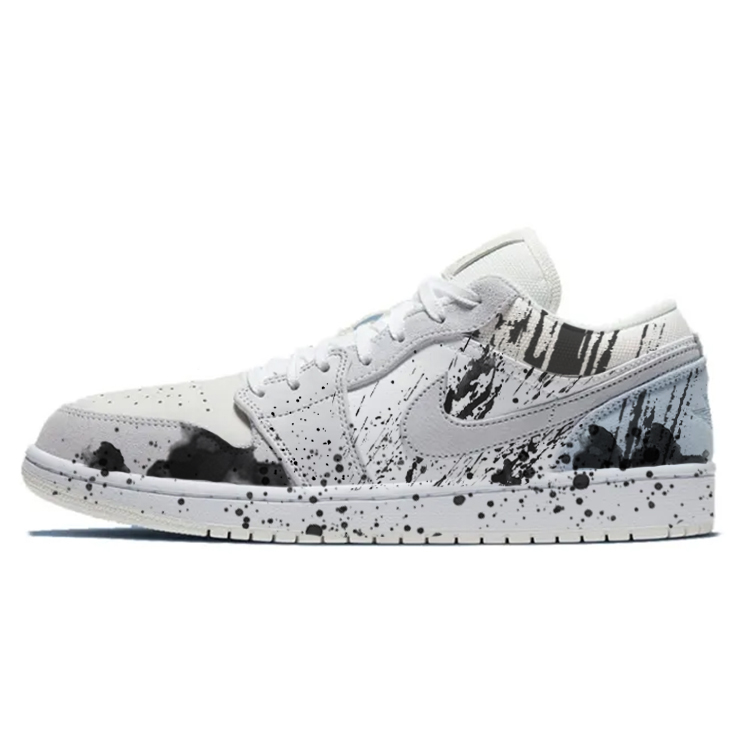 Jordan Air Jordan 1 Anti-Slip And Wear-Resistant Breathable Low-Top Vintage Basketball Shoes Unisex White Gray