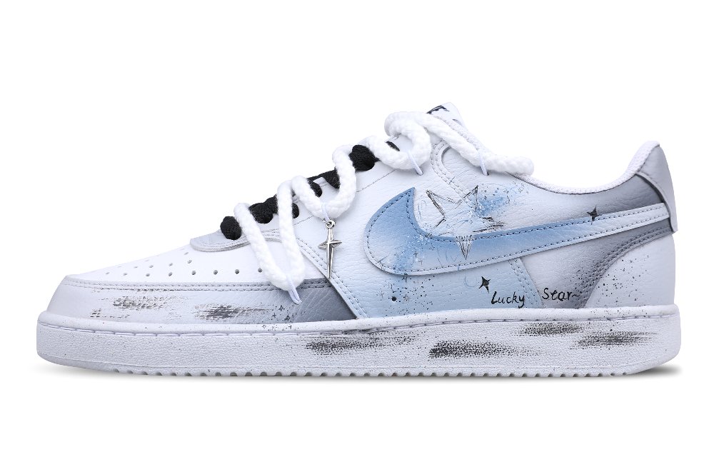 Nike Court Vision 1 Slip-Resistant Low-Top Skateboard Shoes Men's White Gray Blue