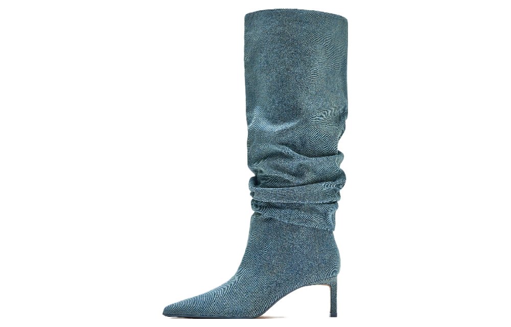 ZARA Knee-high Boots 6cm Women's Blue