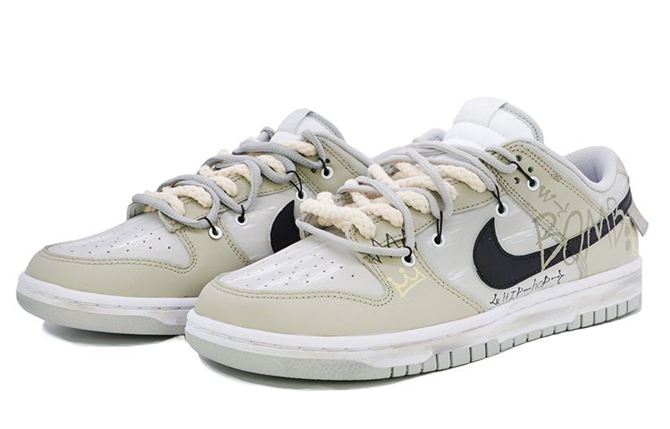 Nike Dunk Slip Resistant, Abrasion Resistant, Lightweight Low Top Skateboard Shoes Unisex White Gray Yellow