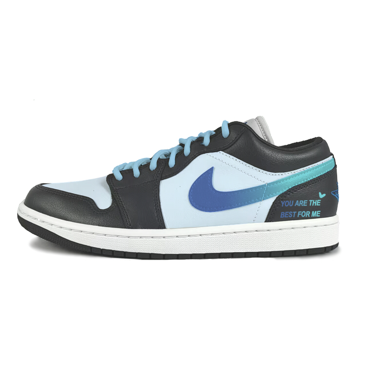 Jordan Air Jordan 1 Cushioned Slip-Resistant Low-Top Vintage Basketball Shoes Women's Black Blue