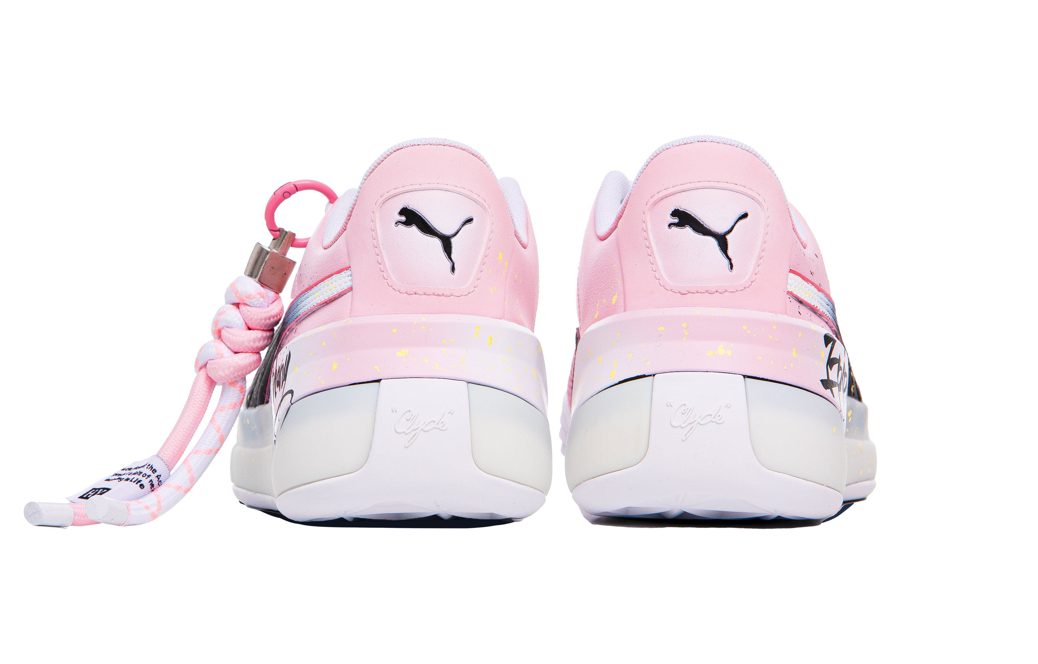PUMA Clyde Hardwood Cushioned Slip-Resistant Breathable Low-Top Basketball Shoes Men's Black White Pink купить в интернет-магазине Yoocart с быстрой доставкой по России.
