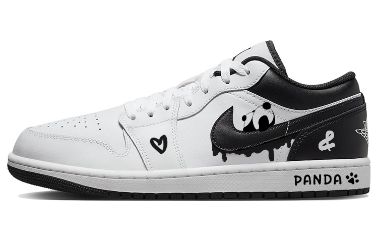 Jordan Air Jordan 1 Wear-Resistant Slip-Resistant Low-Top Vintage Basketball Shoes Men's White Black