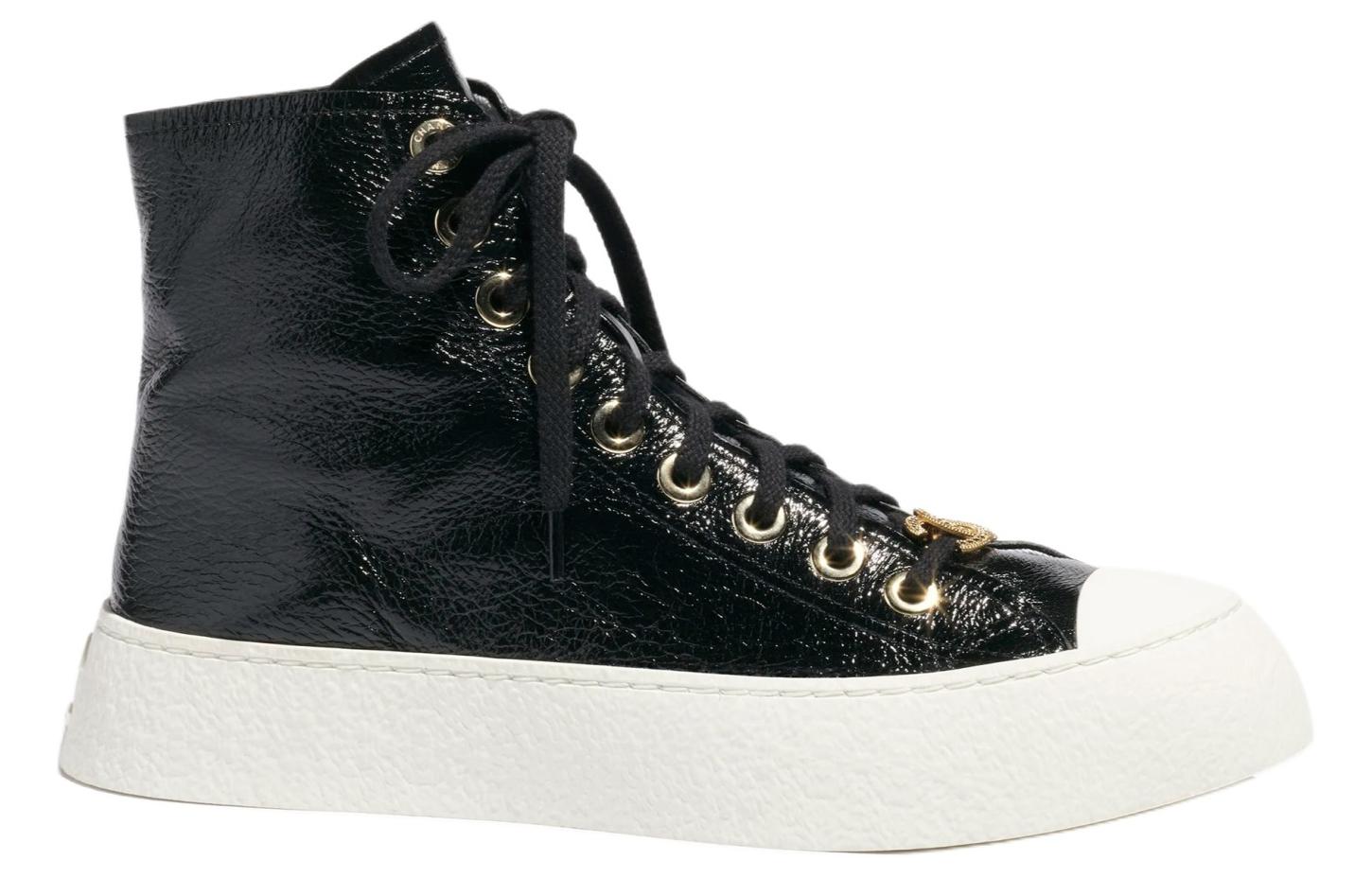 CHANEL High top Skateboard Shoes Women's Black