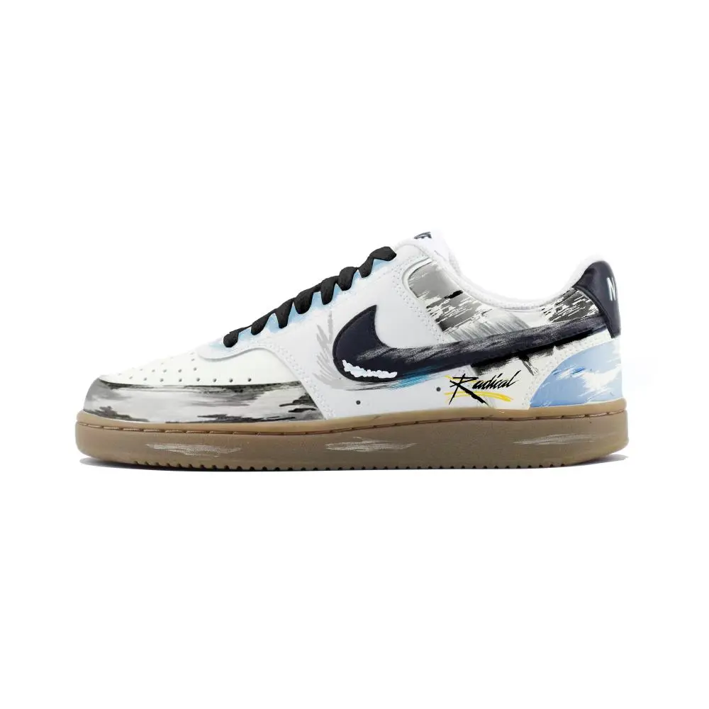 Nike Court Vision Low Created By Chuangyi Abrasion Resistant Low top Skateboard Shoes Unisex Blue Black