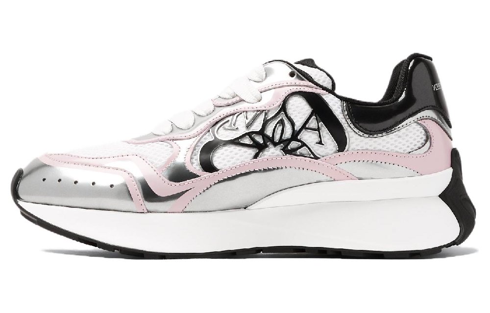 Alexander McQueen Seal Logo Low White Silver Pink Women's