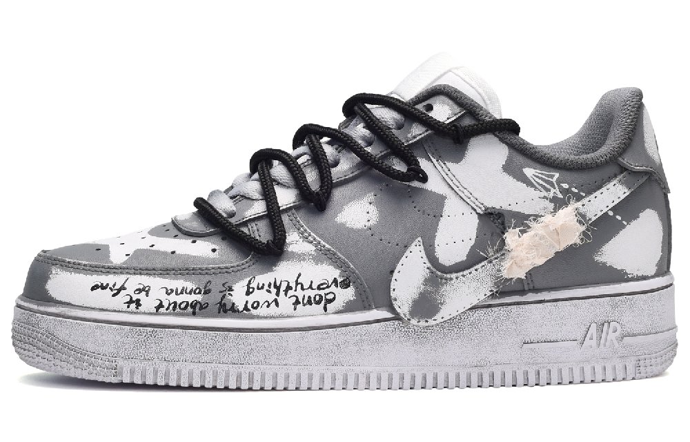 Nike Air Force 1 Low-Top Skateboard Shoes Men's White Gray