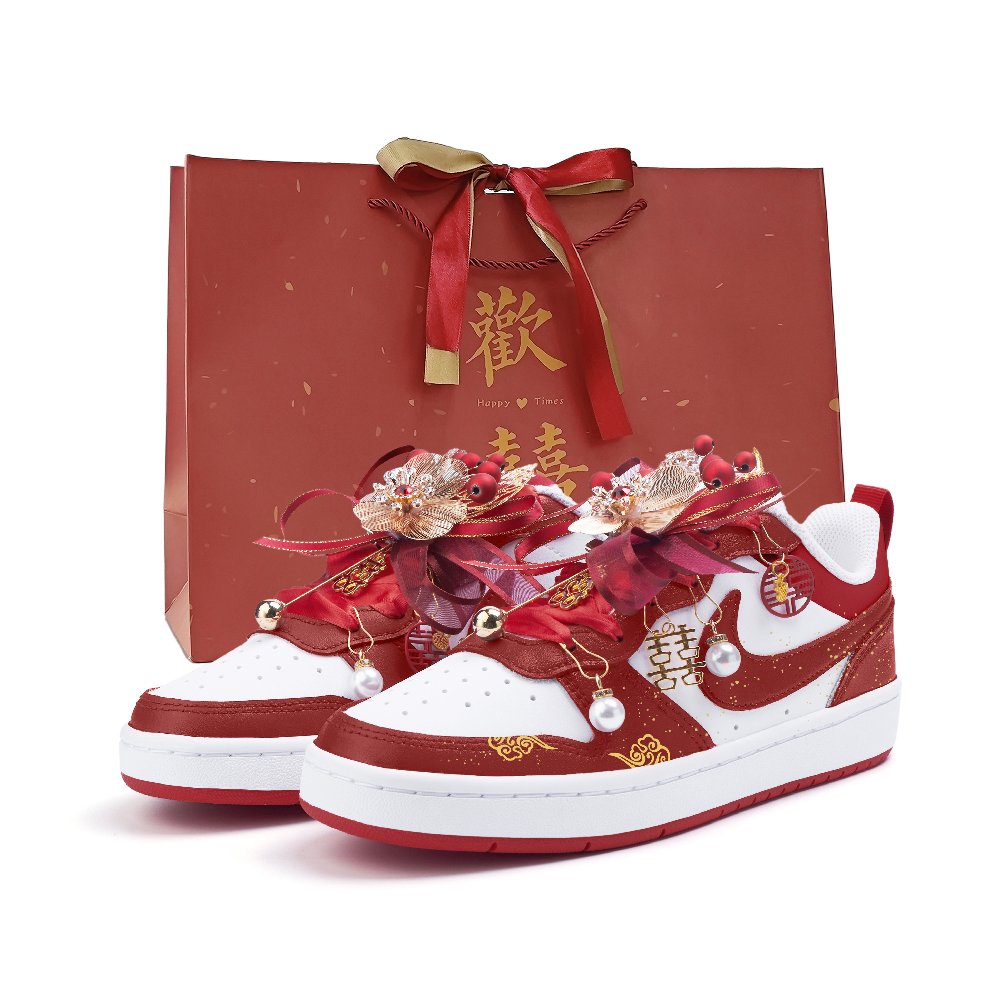 Nike Court Borough 2 Low Top Skateboard Shoes Women's Red