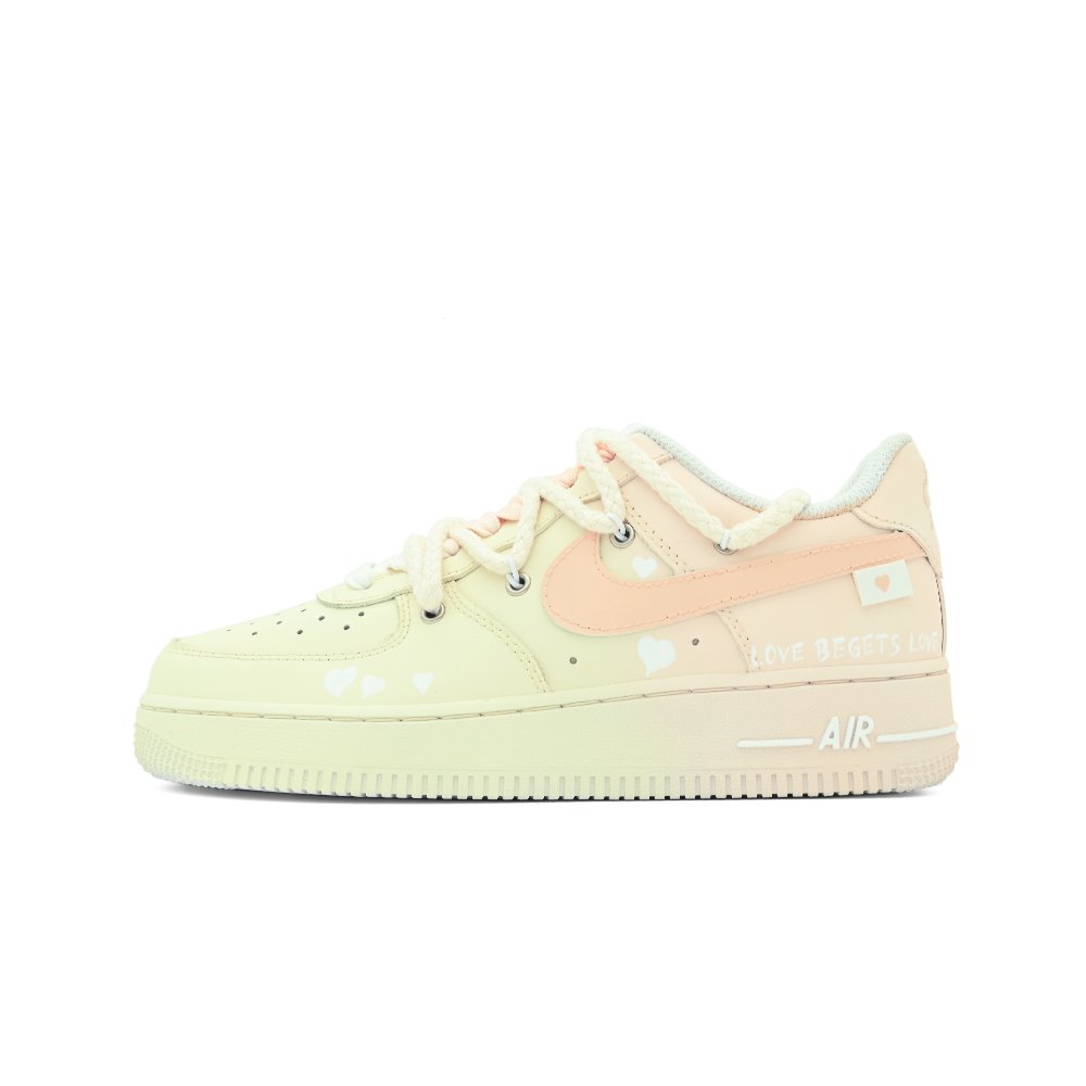 Nike Air Force 1 '07 Low top Skateboard Shoes Women's Yellow Pink