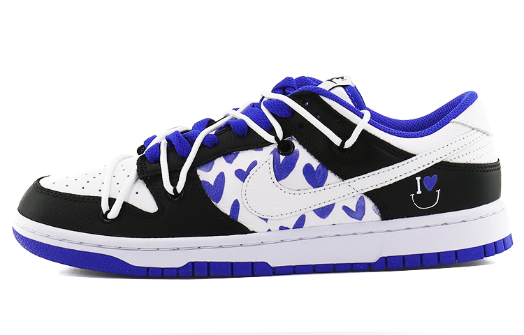 Nike Dunk Low Low-Top Skateboard Shoes Unisex Black White Blue
