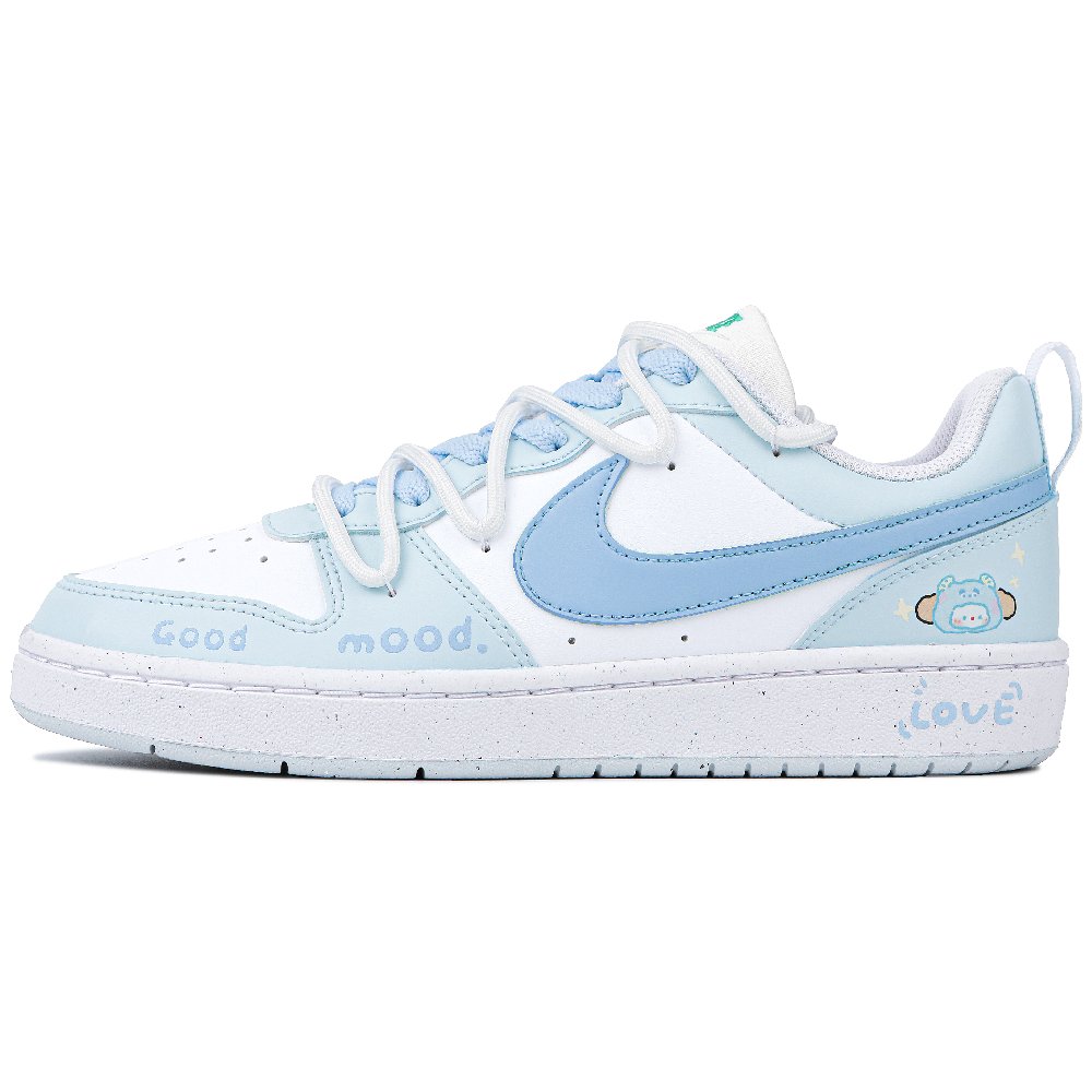 Nike Anti-Slip Wear-Resistant Low-Top Skateboard Shoes GS White Blue