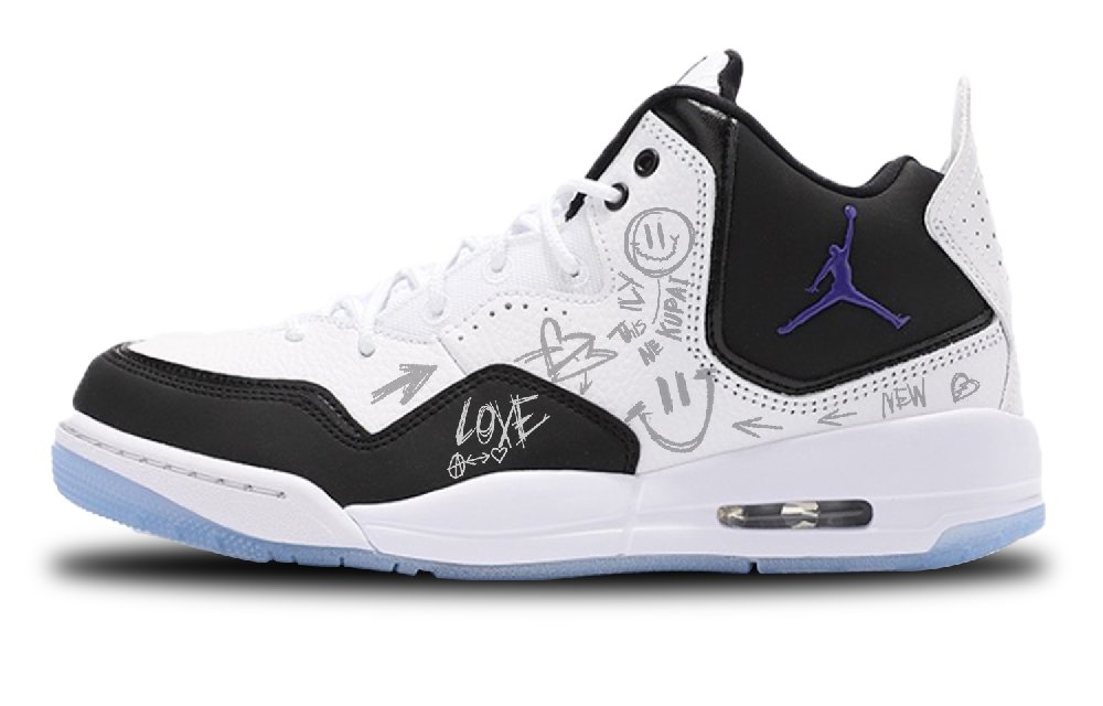 Jordan Courtside 23 Wear-Resistant Mid-Top Vintage Basketball Shoes Unisex White
