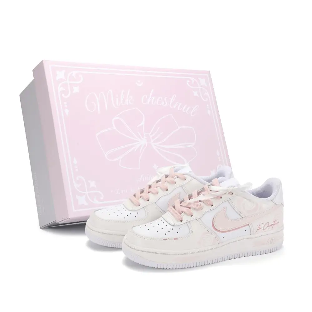 Nike Air Force 1 Rose Kiss Abrasion Resistant Low top Skateboard Shoes Women's Pink