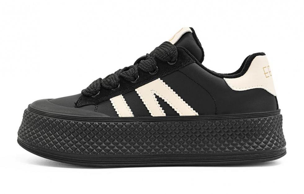 EBLAN Low-Top Skateboard Shoes Women's Black Beige