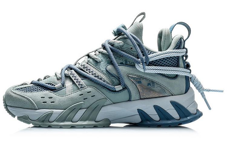 LiNing Slip-Resistant Breathable Low-Top Casual Shoes Men's Gray Mist Green