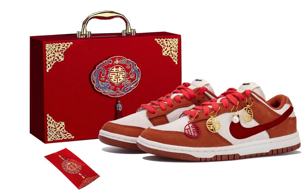 Nike Dunk Low Top Skateboard Shoes Women's Orange White Red