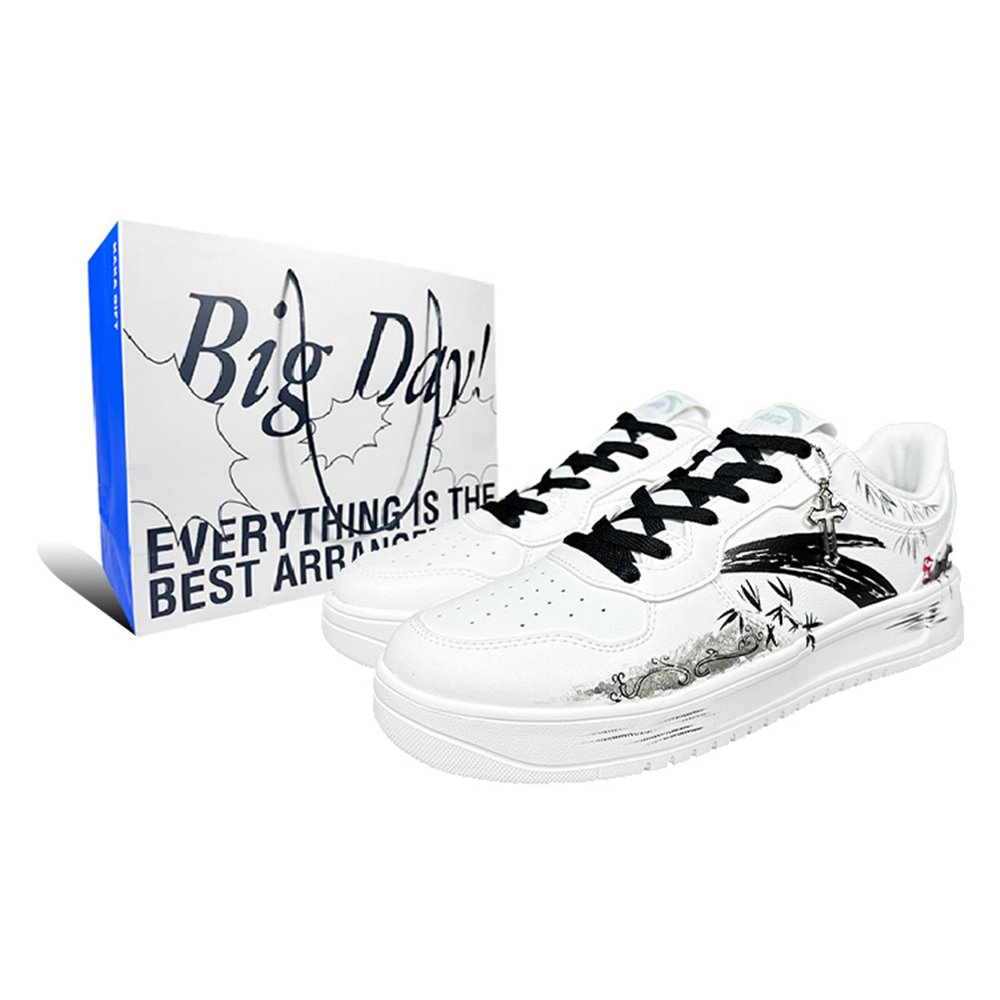 Anta Slip Resistant Cushioning Abrasion Resistant Low Top Skateboard Shoes Men's White Black