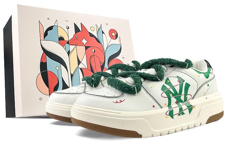 MLB Chunky Liner Skateboard Shoes Unisex Low-Top Christmas Green