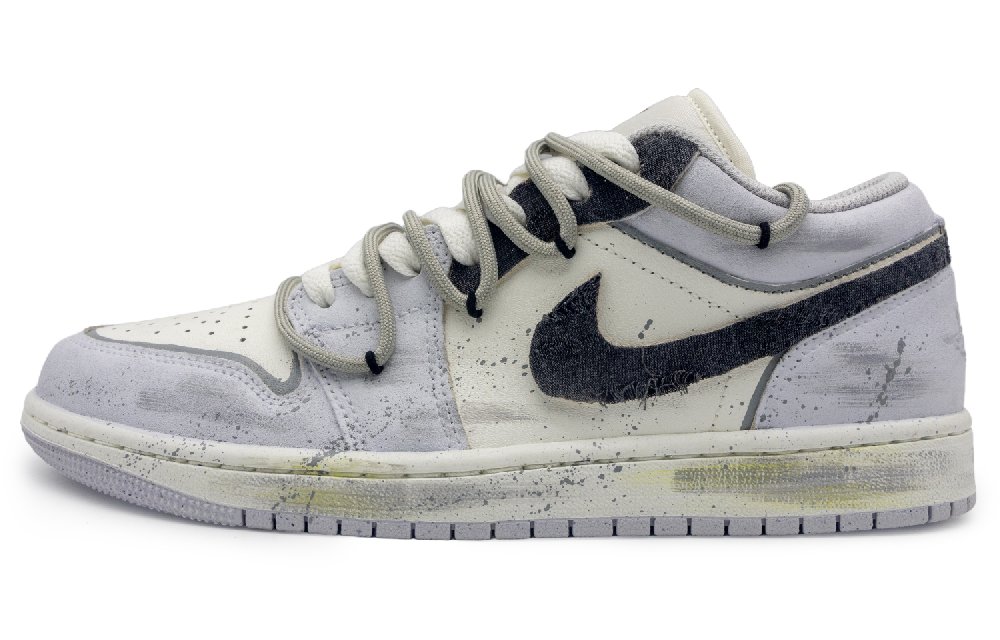 Jordan Air Jordan 1 Anti-Slip Wear-Resistant Low-Top Vintage Basketball Shoes Unisex Gray