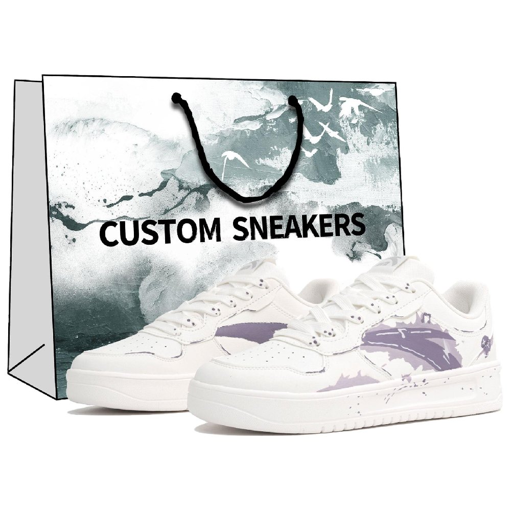 Anta Anti Slip Wear Resistant Low Top Skateboard Shoes Unisex White Purple