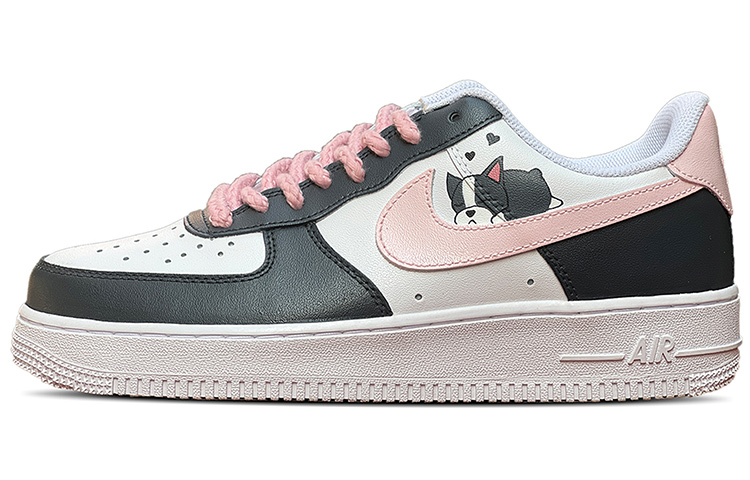 Nike Air Force 1 Low Triple White Air Force 1 Cute Fudou Low-Top Skateboard Shoes Women's Black White Pink