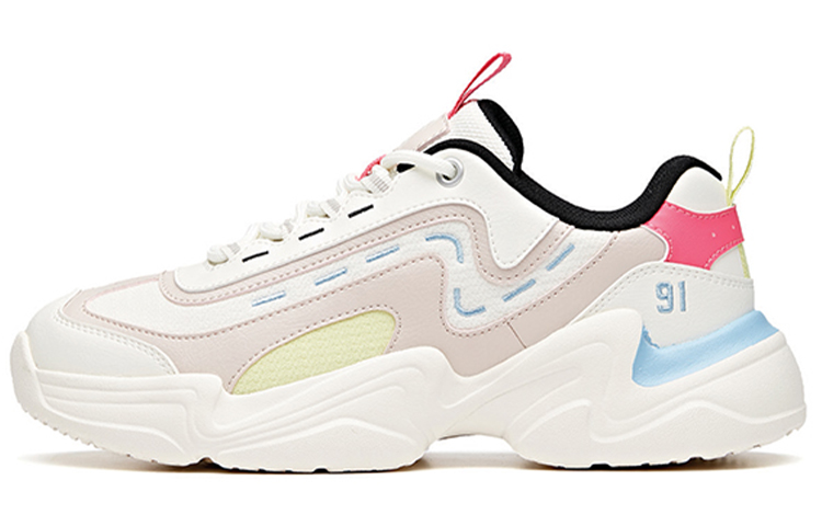 Anta Life Collection Cushioning Anti-Slip And Wear-Resistant Low-Top Chunky Sneakers Women's White Black Pink