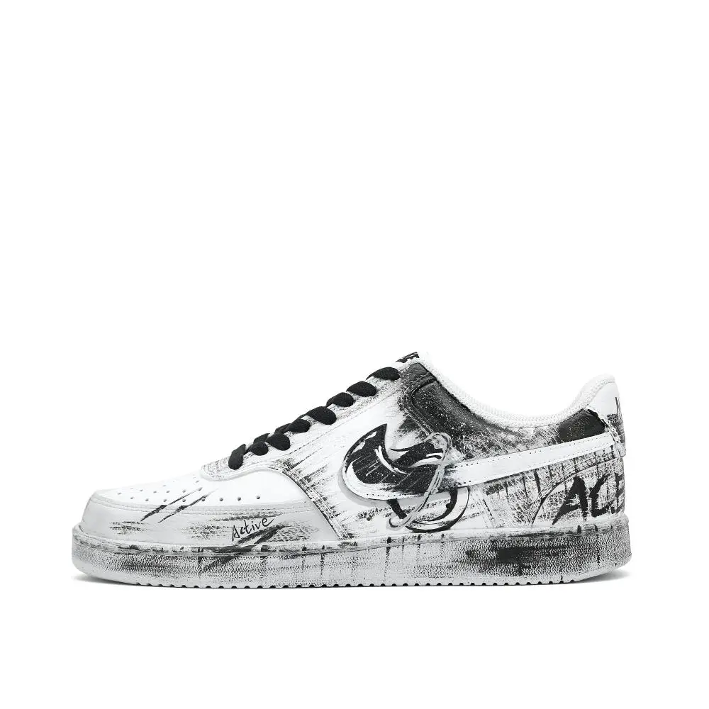 Nike Court Vision 1 Little Dragon Abrasion Resistant Low top Skateboard Shoes Unisex Black White