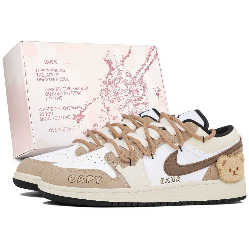 Jordan Air Jordan 1 Low-Top Vintage Basketball Shoes GS White Brown