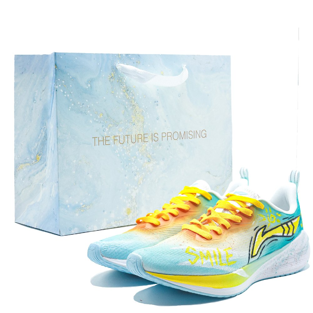 LiNing Wuyue Cushioning, Wear Resistant Low Top Casual Running Shoes Men's White Blue Green