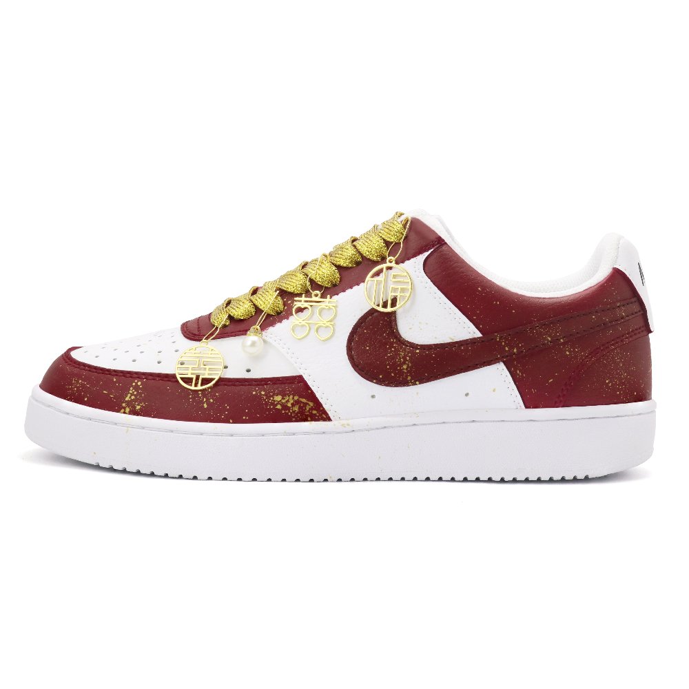 Nike Court Vision 1 Low Top Skateboard Shoes Unisex Red White Gold