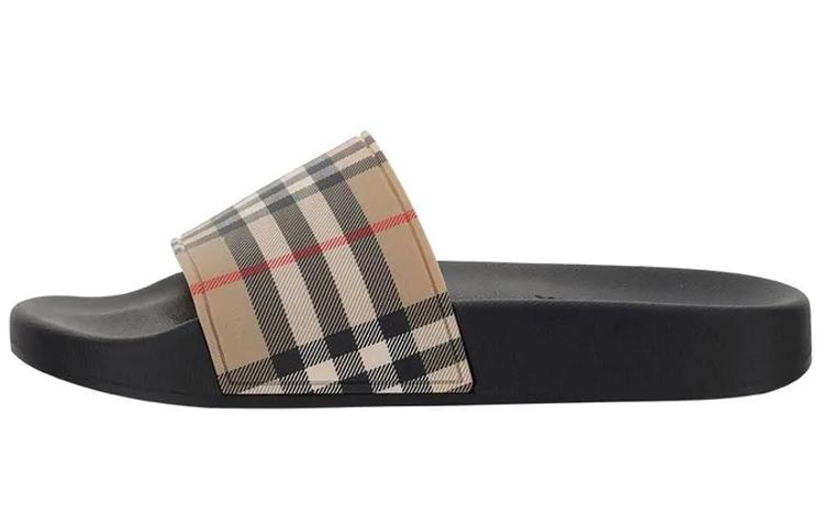 Burberry Check Print Slides Archive Beige Women's