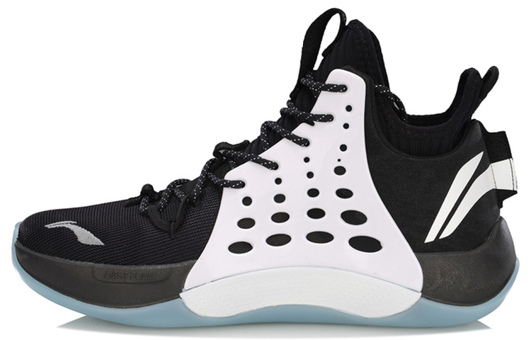 LiNing SONIC 7 Abrasion Resistant Breathable Mid Top Basketball Shoes Men's Black White