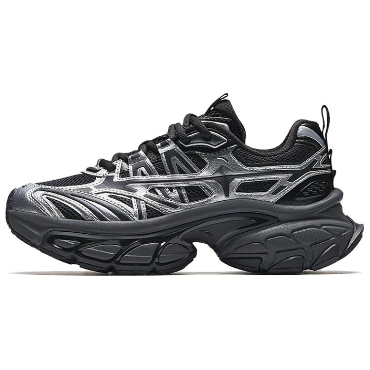 Anta Abrasion Resistant, Lightweight, And Breathable Low Top Chunky Sneakers Women's Basic Black Silver