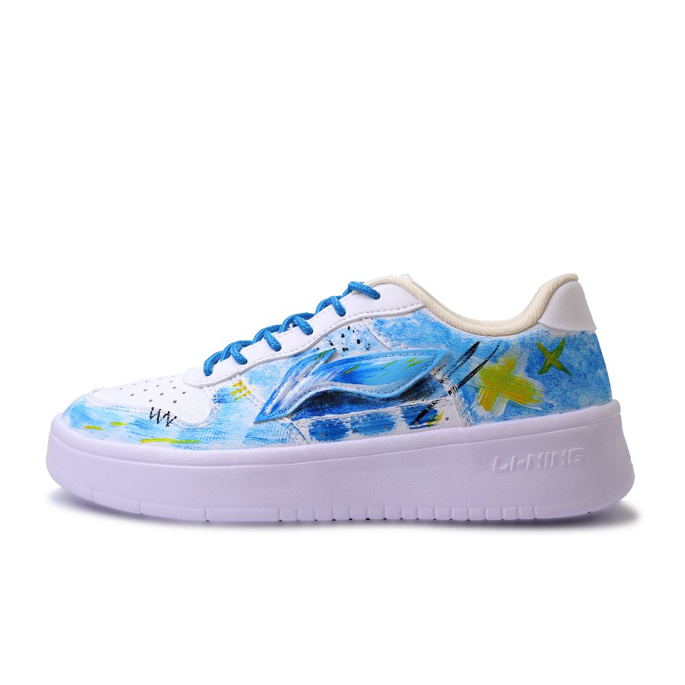 LiNing Pontoon Boats Abrasion Resistant Breathable Low Top Skateboard Shoes Unisex Blue Yellow