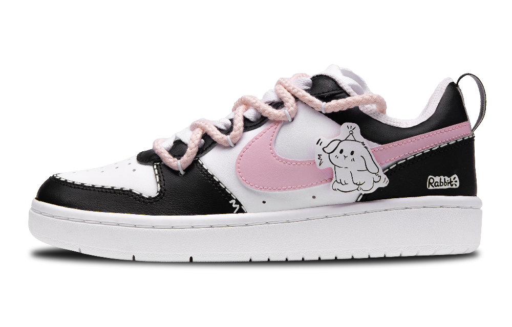 Nike Court Borough Low Anti Slip Wear Resistant Low Top Skateboard Shoes GS Black White