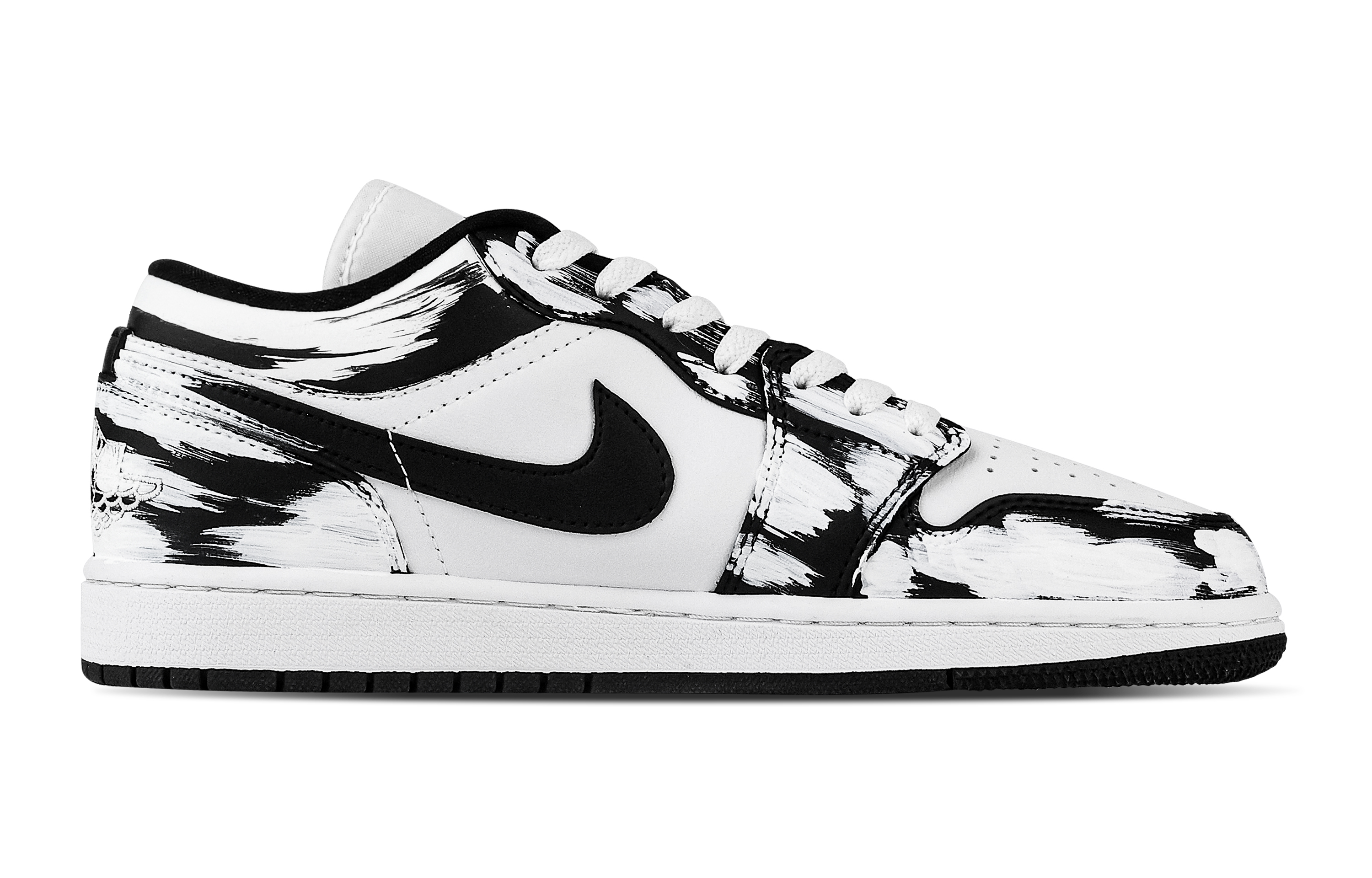 Jordan Air Jordan 1 Black Sail Sets Sail Abrasion Resistant Low top Vintage Basketball Shoes Unisex Black White