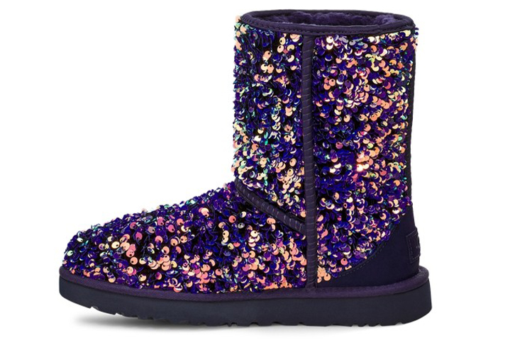 UGG Classic Short Stellar Sequin Snow Boots Black/Blue/Purple Women's
