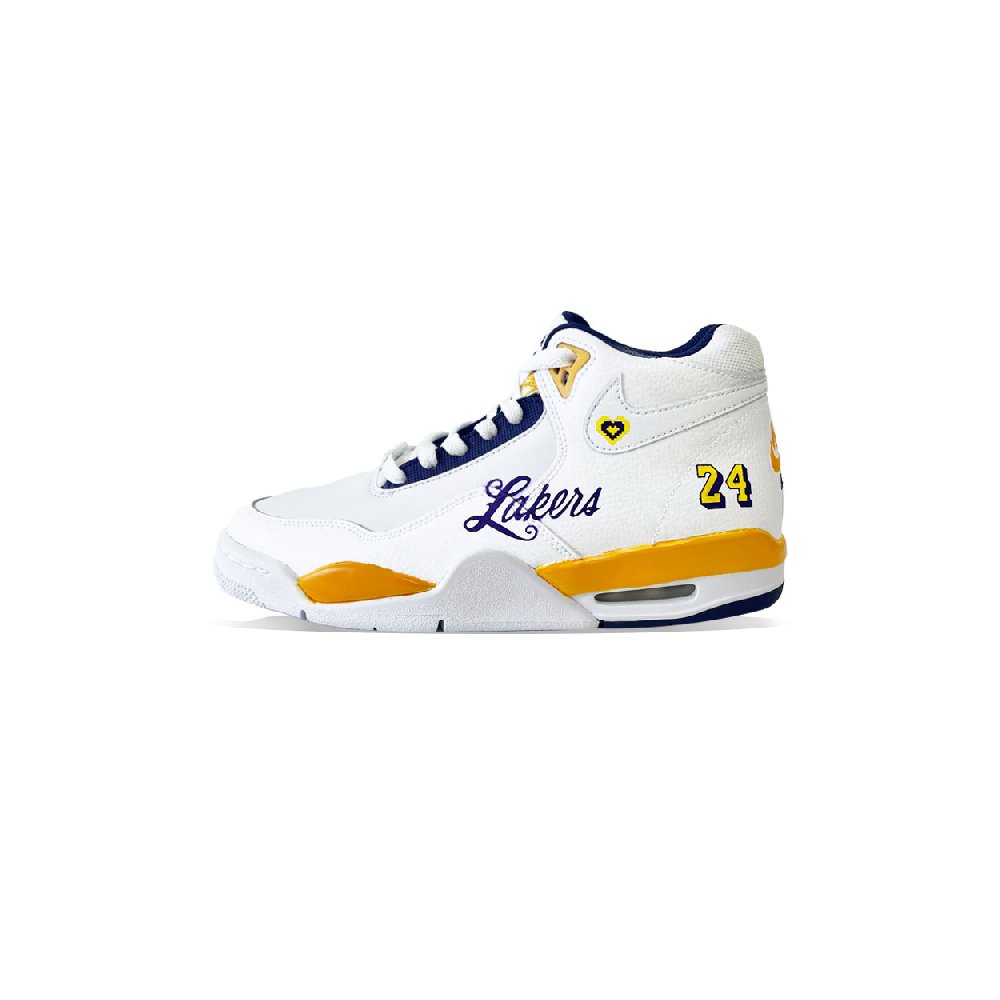 Nike Flight Legacy Cushioned Slip-Resistant Mid-Top Vintage Basketball Shoes Men's Purple Gold